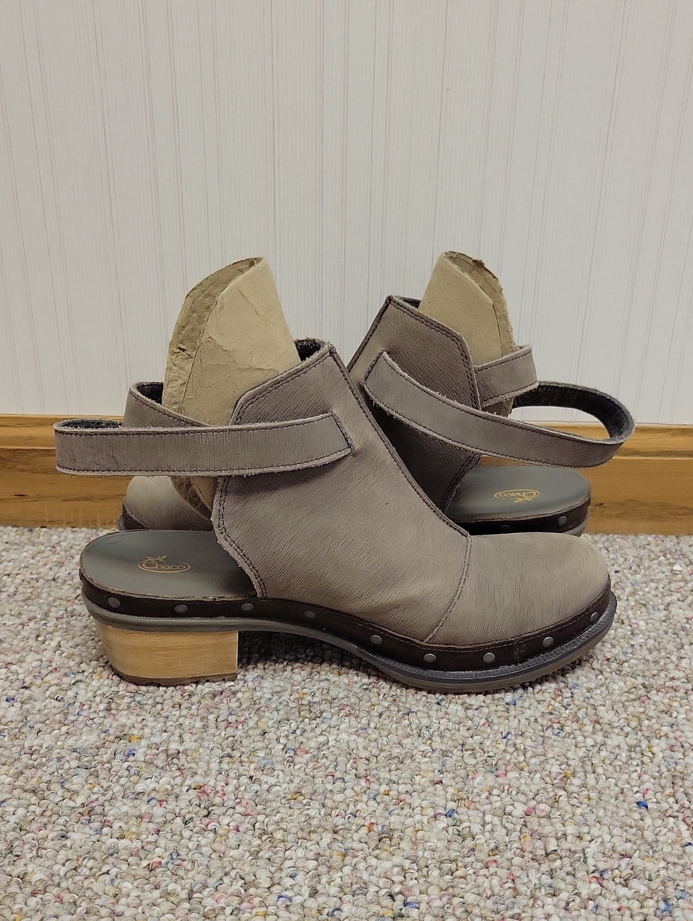 Chaco Cataluna Taupe Leather Open-Back Clog with Buckle Sz 8. Casual Fall - Picture 5 of 8